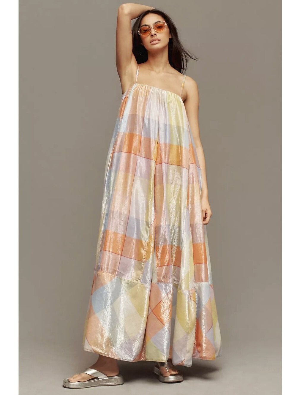 Anthropologie Pilcro Iridecent Plaid Patchwork Maxi Dress